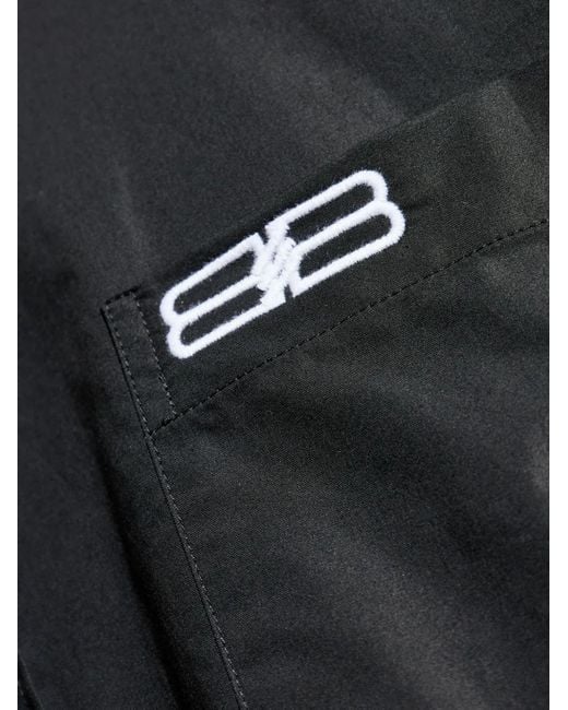 Balenciaga Black Logo-Embroidered Button-Down Shirt for men