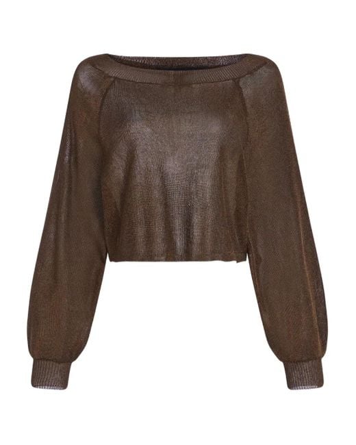 SER.O.YA Brown Felicity Metallic Knitted Top