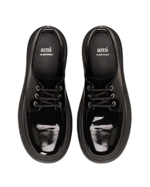 AMI Black Derby-Schuhe mit Glanzoptik