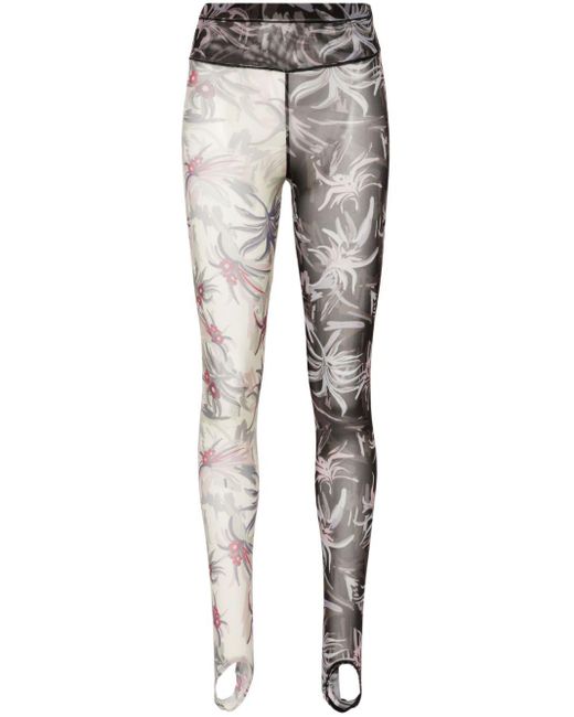 Chopova Lowena Gray Floral-print Mesh leggings