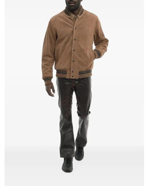 DIESEL Brown Suede Logo-Patch Bomber Jacket for men