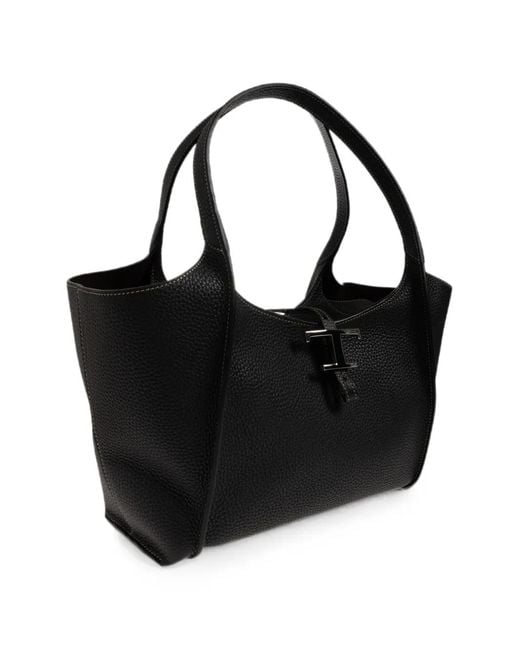 Tod's Black Small T Timeless Leather Tote Bag