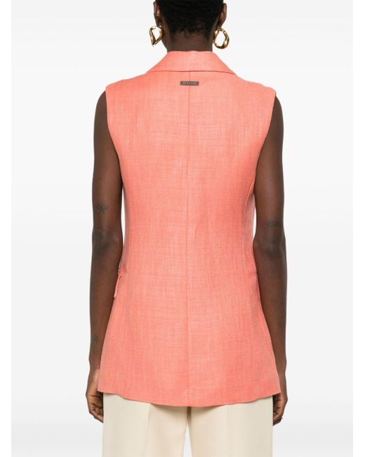 Peserico Pink Bead-detail Linen-blend Vest