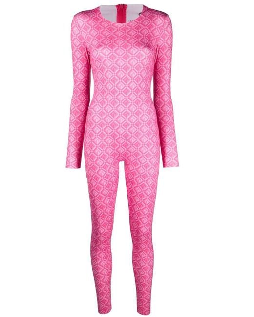 MARINE SERRE Pink Logo-print Jumpsuit