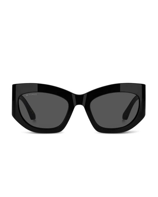 Etro Black Geometric-Frame Sunglasses