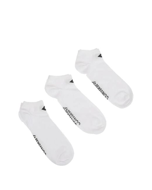 Converse White Logo-Print Socks (Set Of Three) for men