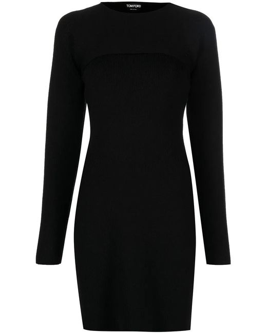Tom Ford Black Long-Sleeve Minidress