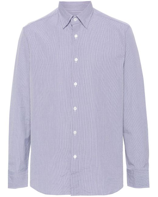 Brioni Blue Gingham-check Cotton Shirt for men