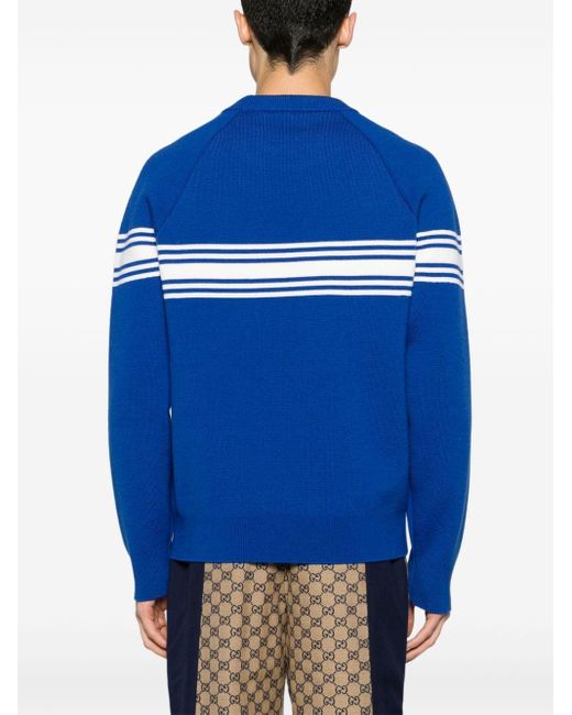 Gucci Blue Square GG-patch Wool Jumper for men