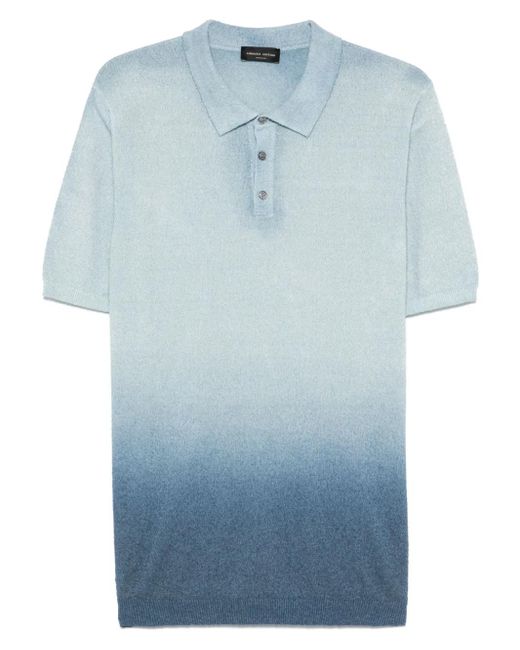 Roberto Collina Blue Gradient-Effect Polo Shirt for men
