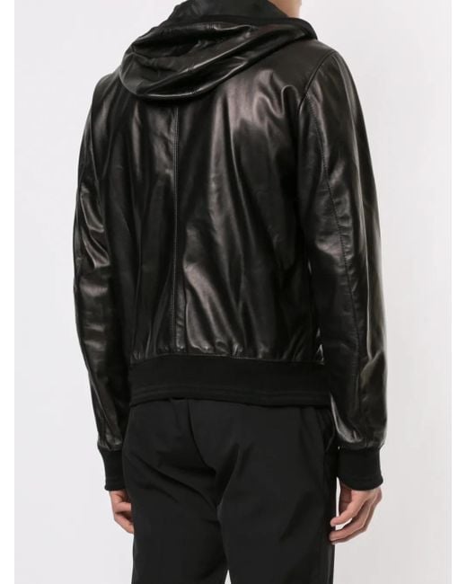 Dolce & Gabbana Black Logo-Tag Leather Jacket for men