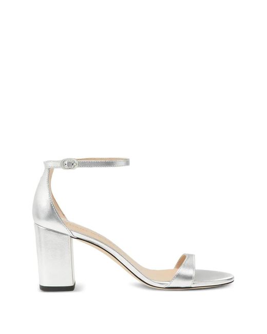 Stuart Weitzman White Nudistcurve Open-Toe Sandals