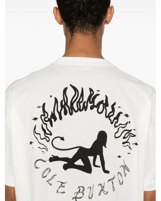 Cole Buxton White Flame Logo-print Cotton T-shirt for men
