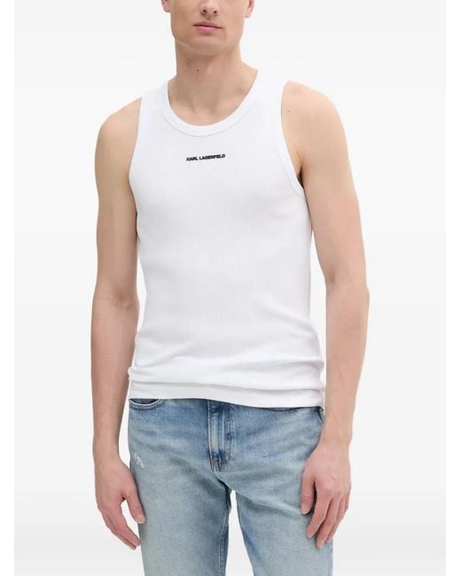 Karl Lagerfeld White Logo-Detail Tank Top for men