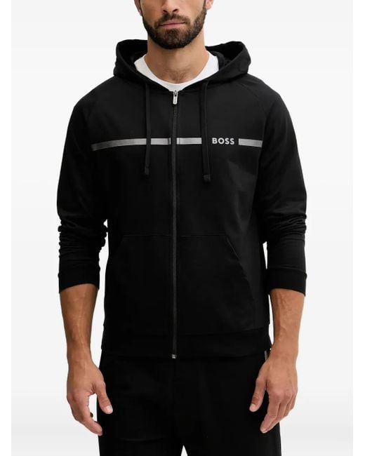 Boss Black Zip-Up Hoodie for men