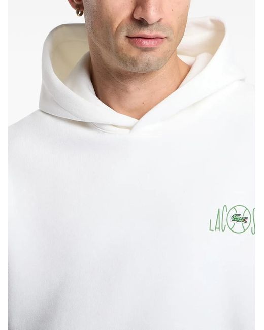 Lacoste White Logo-Print Hoodie for men