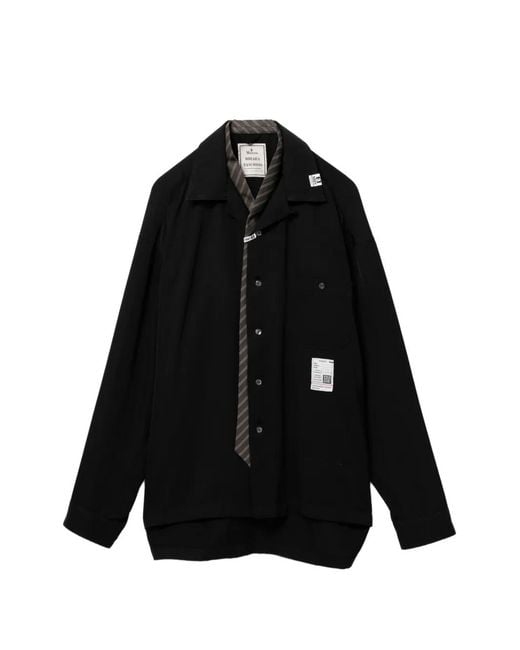 Maison Mihara Yasuhiro Black Logo-Patch Shirt for men