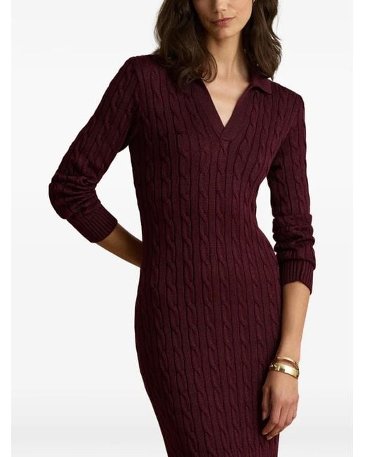 Ralph Lauren Cable-Knit Collared Midi Dress