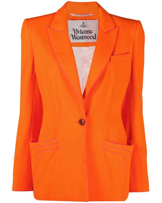 Vivienne Westwood Orange Blazer Boutonné À Poches Multiples