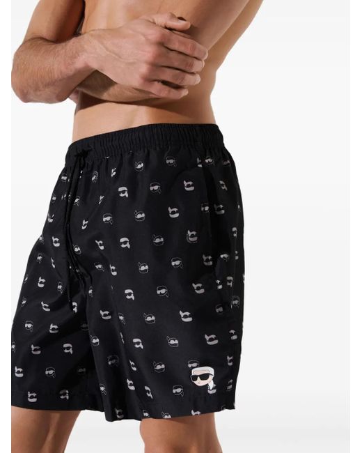 Short De Bain À Logo Ikon Karl Lagerfeld pour homme en coloris Gray