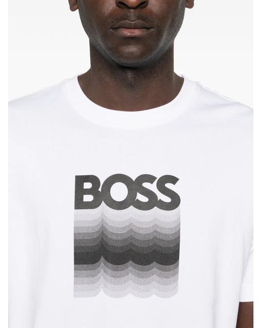Boss White Logo-Graphic T-Shirt for men