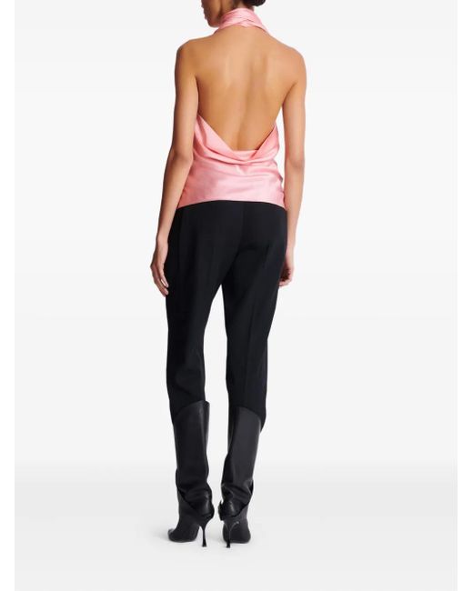 Balmain Pink Silk Halterneck Top