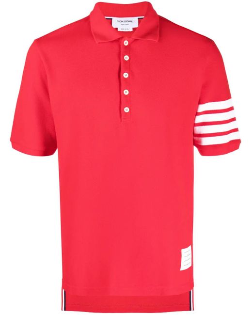 Thom Browne Red 4-Bar Stripe 2003-Print Polo Shirt for men