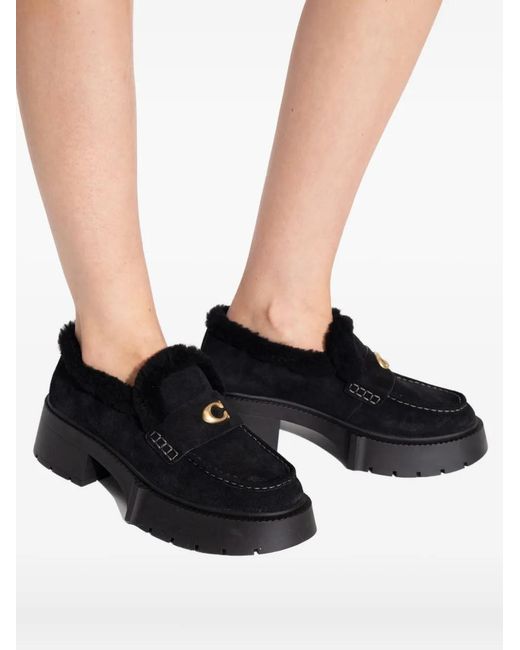 COACH Black Leah Platform Loafer