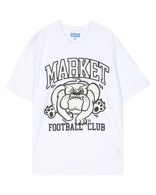 Market White Offensive Line Uv Cotton T-shirt for men
