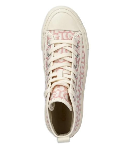 Guess Natural High-Top-Sneakers Aus Monogramm-Canvas