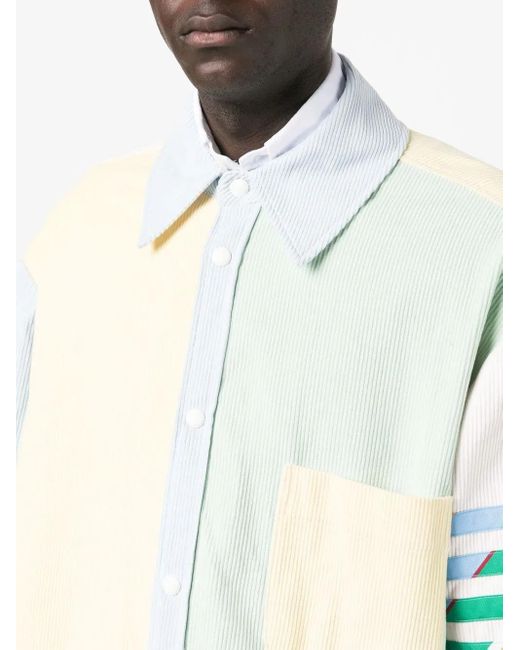 Thom Browne White Panelled-Design Pastel Shirt for men