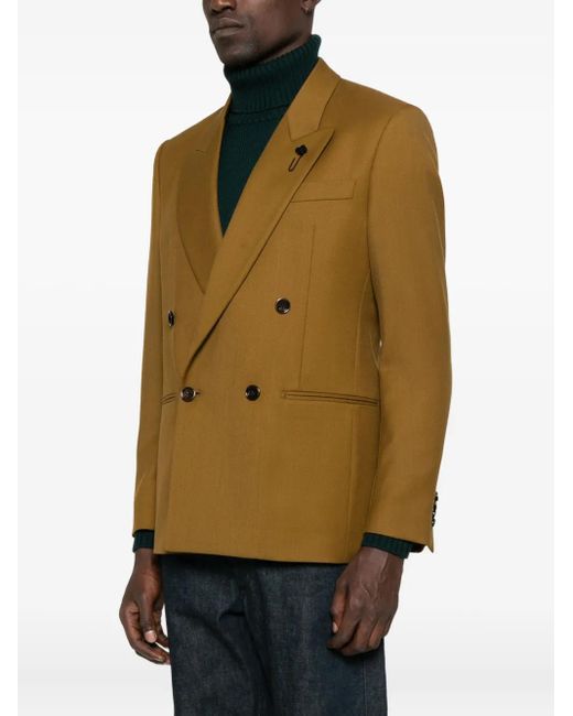 Lardini Natural Double-Breasted Peak-Lapel Blazer for men