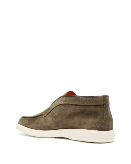 Santoni Brown Slip-On Suede Boots for men