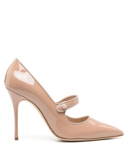 Manolo Blahnik Pink Campari 105Mm Patent Pumps