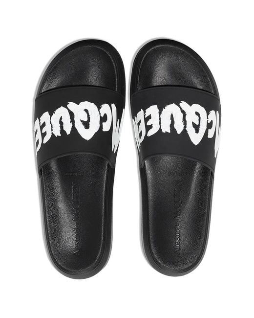 McQueen Black Logo Sliders for men