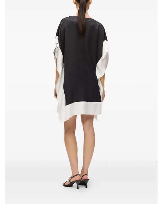 Karl Lagerfeld Black Mini V-Neck Colourblock Dress