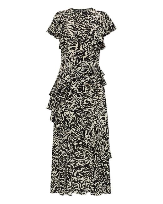 Ulla Johnson Black Robe Longue Amaia À Imprimé Animalier