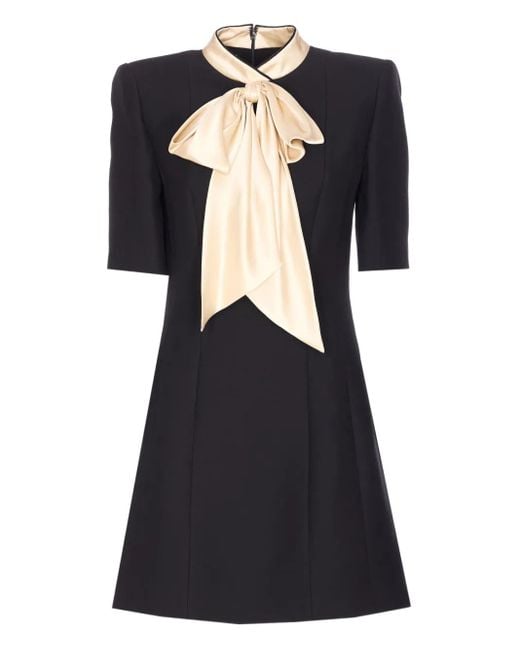 Valentino Garavani Black Bow-detail Short-sleeve Mini Dress