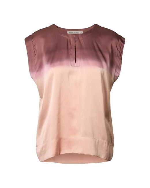Rabens Saloner Pink Rosalyn Horizon Blouse Ombré-Effect Satin Blouse