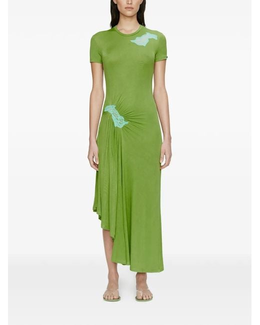 Christopher Esber Green Delphin Lace-Panelled Midi Dress