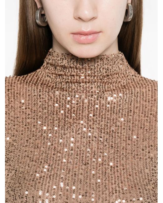 Atu Body Couture Natural Sequin-Embellished Maxi Dress