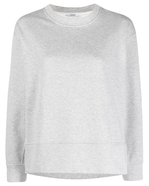 Peserico White Side-Slits Crew-Neck Sweatshirt