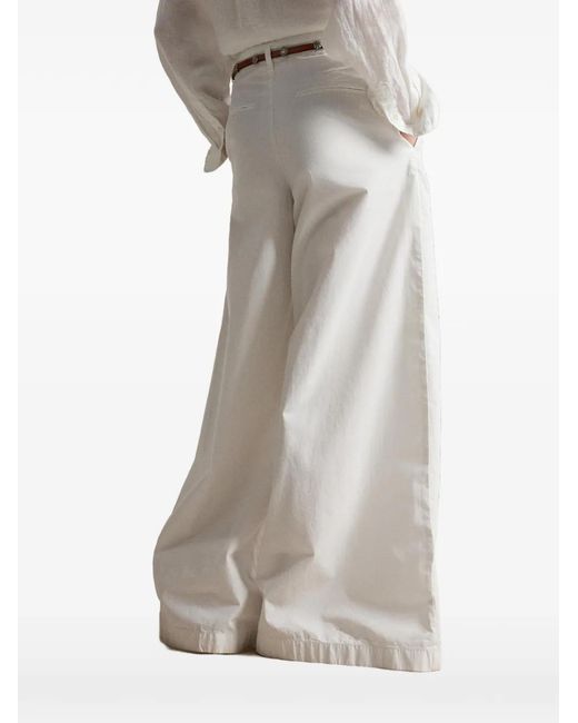Polo Ralph Lauren White Relaxed Wide-Leg Trousers