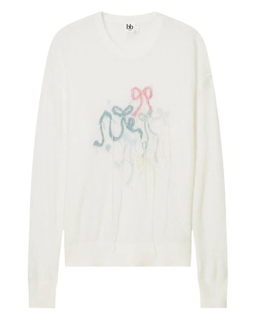 Pull À Broderies B+ AB en coloris White