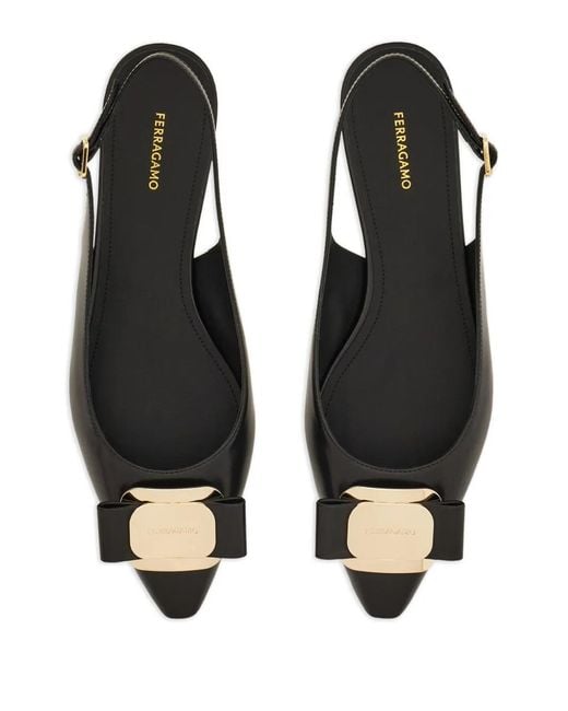 Ferragamo Black Ballerinas Mit Vara-Schleife