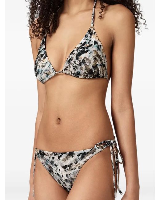 AllSaints Black Abstract-Print Halterneck Bikini