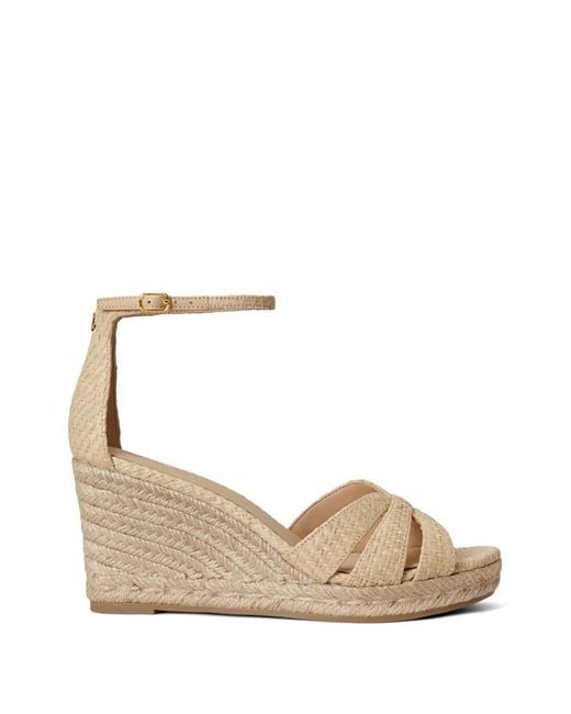 Ralph Lauren Natural Nellie Raffia-Wedge Espadrilles