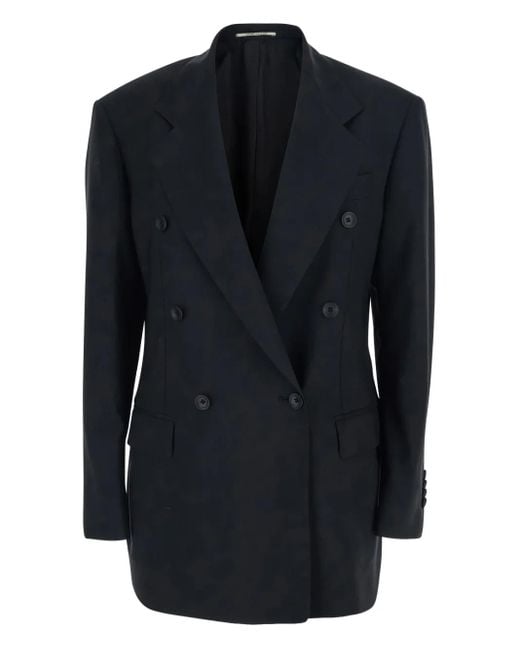 Tagliatore Blue Double-Breasted Notched-Lapels Jacket