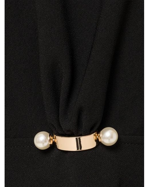 Nissa Black Pearl Detail Midi Dress