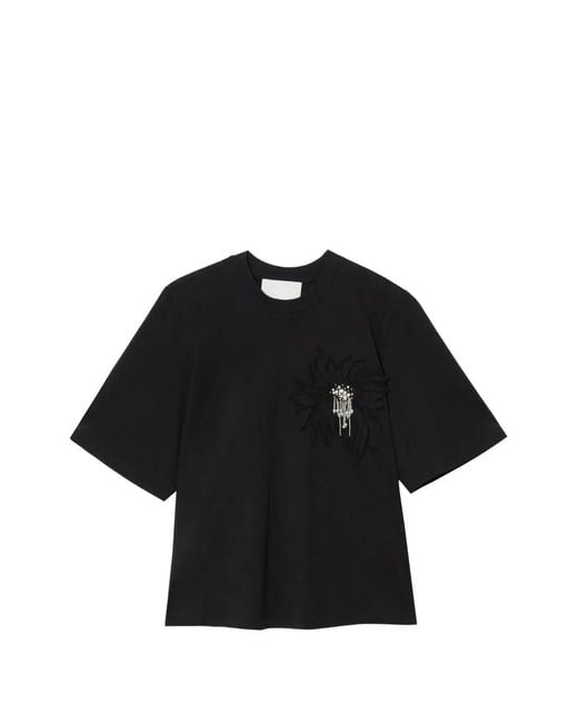 3.1 Phillip Lim Black Appliqué T-Shirt
